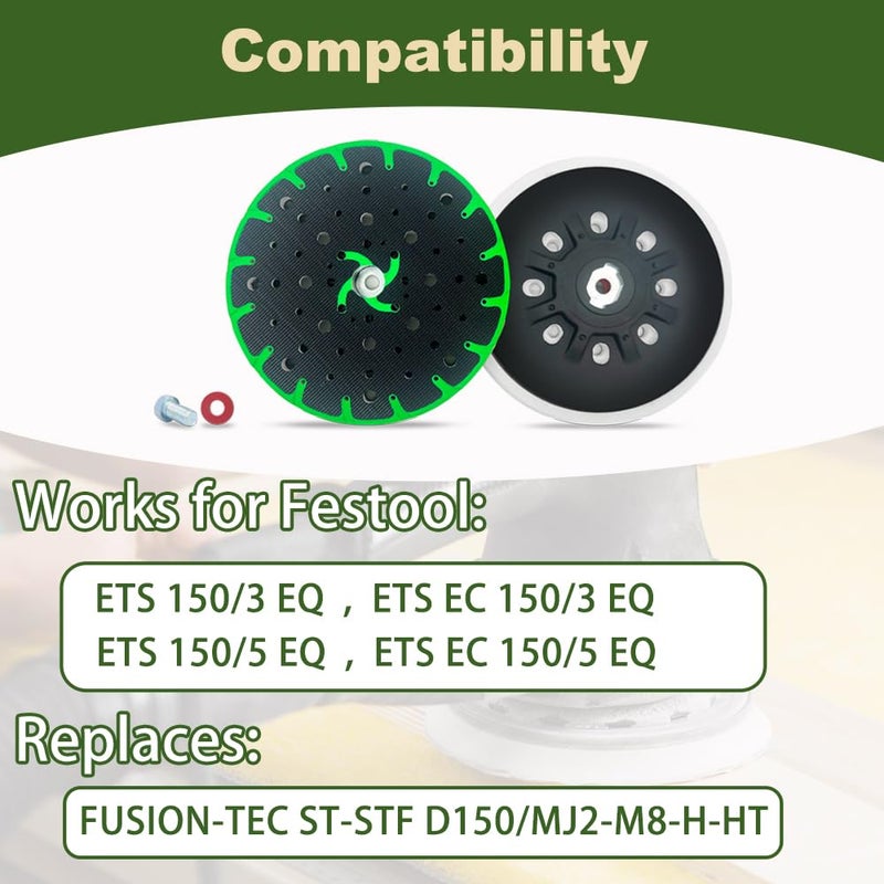TISDA Upgraded 202460 6-Inch(150mm) Hard Sanding Pad, 48-Hole, M8 Thread, Compatible with Festool ETS 150/3 EQ, ETS EC 150/5 EQ, ETS EC 150/3 EQ, ETS 150/5 EQ Sander Models, 1 Pack - Image 3